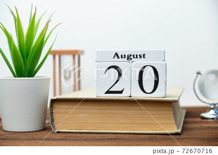 20th august - twentieth day month calendar concept on wooden blocks. 20th august - twentieth day month calendar concept on wooden blocks. 72670716