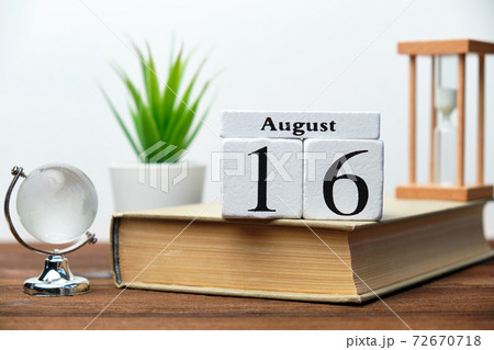 16th august - sixteenth day month calendar concept on wooden blocks. 72670718