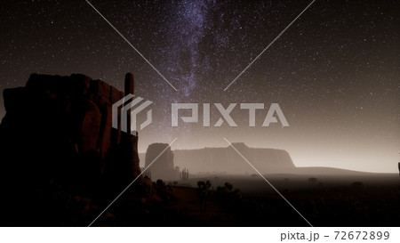 Hyperlapse in Death Valley National Park Desert Moonlit Under Galaxy Stars 72672899