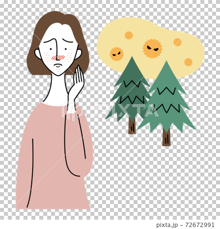 因花粉病而皮膚粗糙的女性 因花粉病而皮膚粗糙的女性 72672991