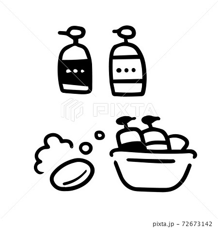 風呂 シャンプー リンス せっけん バス 雑貨 のイラスト素材