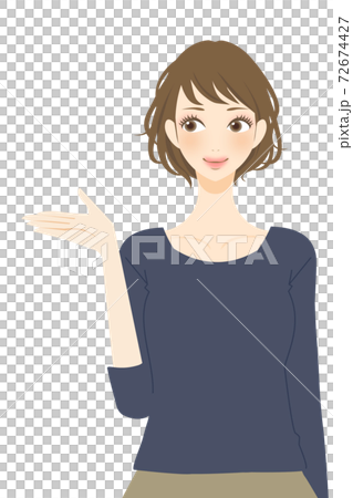 案内をする女性のイラスト 落ち着いた雰囲気の大人女子のイラスト素材