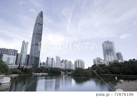 KingKey Financial Center(kk100) looking from Lihu lake in Shenzhen,China. 72676196