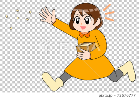 豆まき　女の子　イラスト 72676777
