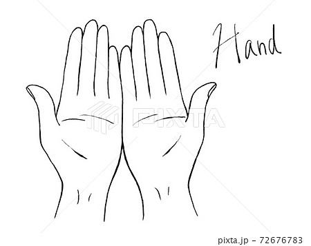 手や手のひらの白黒手書きイラストイメージのイラスト素材