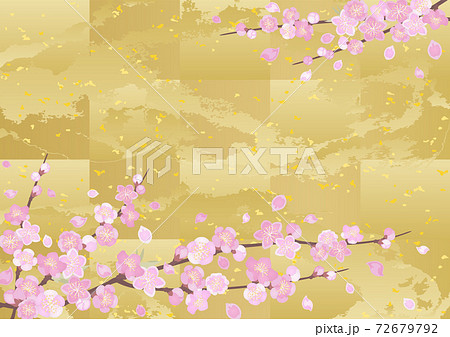 装飾背景-桃と金箔 72679792