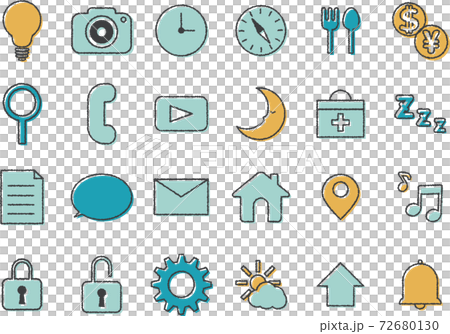 手書き風のスマホ向けアイコンセットのイラスト素材