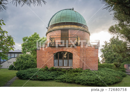 Old Historic building of observatory within Ondrejov astronomy institute. Deep space telescope observatory. Ondrejov, Czech republic. 72680758