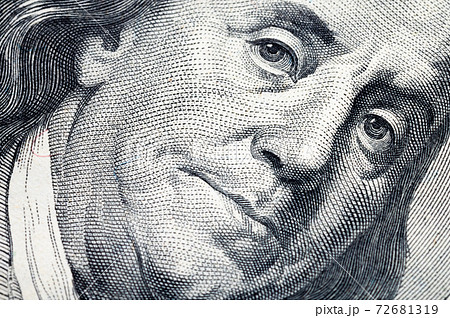 Close-up of 100 dollar bill paper. Background for financial articles Close-up of 100 dollar bill paper. Background for financial articles 72681319