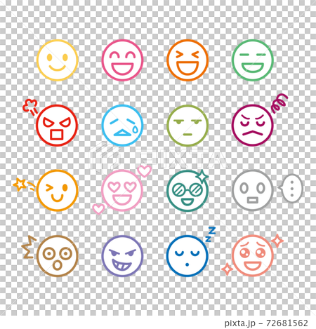 いろいろな表情の絵文字セット 72681562