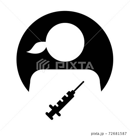 Vaccine icon vector with Injection syringe female user person profile avatar symbol for medical and healthcare treatment in a glyph pictogram illustration Vaccine icon vector with Injection syringe female user person profile avatar symbol for medical and healthcare treatment in a glyph pictogram illustration 72681587