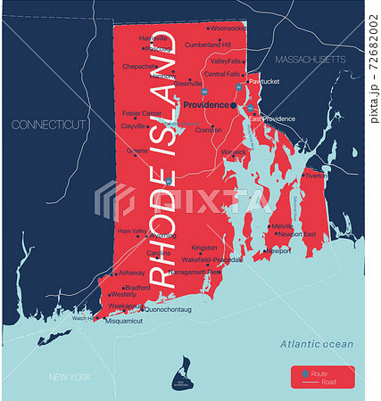 Rhode Island state detailed editable map 72682002