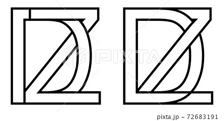 Logo zd and dz icon sign two interlaced letters Z D, vector logo zd dz first capital letters pattern 72683191