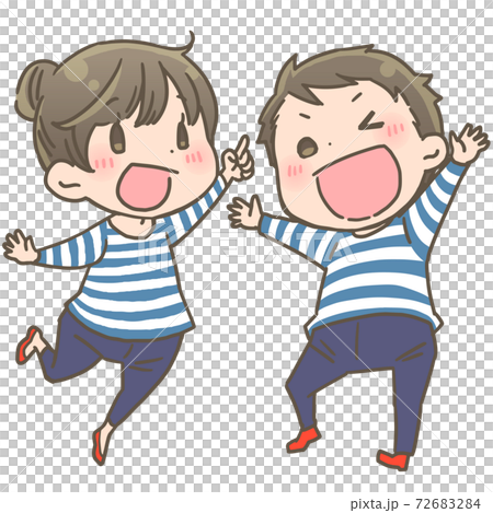 ペアルックの男女のイラスト素材 72683284 Pixta