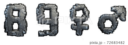 Set of number 8, 9 and symbols female, male made of metal isolated on white background. 3d Set of number 8, 9 and symbols female, male made of metal isolated on white background. 3d 72683482
