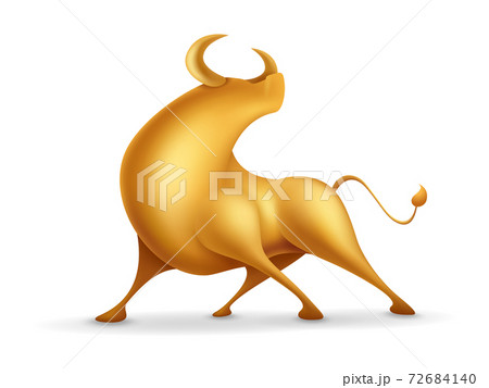 3D illustration design of golden ox on white background . Isolated. 3D illustration design of golden ox on white background . Isolated. 72684140