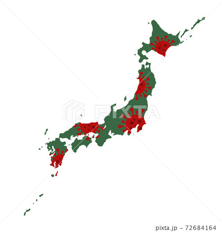 イラスト素材 新型コロナウイルス 蔓延 日本地図 日本列島 感染のイラスト素材