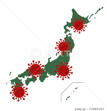 イラスト素材:新型コロナウイルス 蔓延 日本地図 日本列島 感染 イラスト素材:新型コロナウイルス 蔓延 日本地図 日本列島 感染 72684167