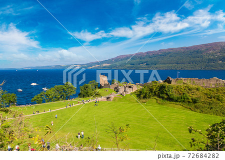 Urquhart Castle along Loch Ness lake 72684282