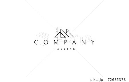 Vector logo on which an abstract image of camping in a linear style. 72685378