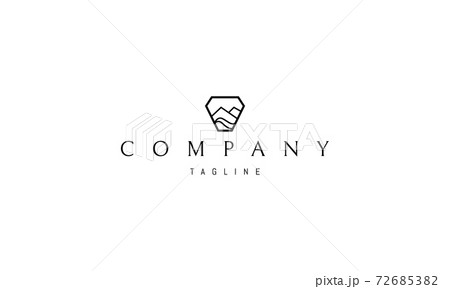 Vector logo on which an abstract image of mountains and hills in the form of a diamond. 72685382