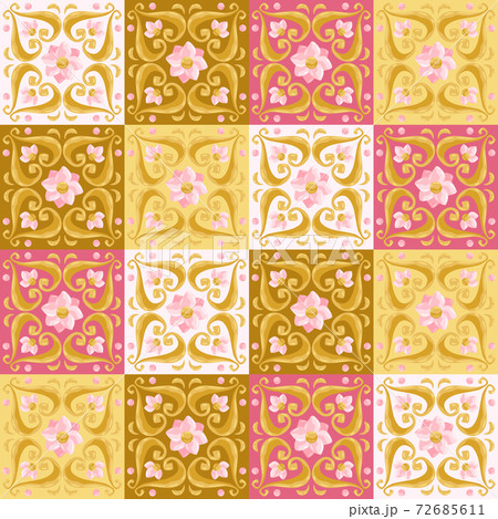 Ceramic tile pattern with lotus. Ceramic tile pattern with lotus. 72685611