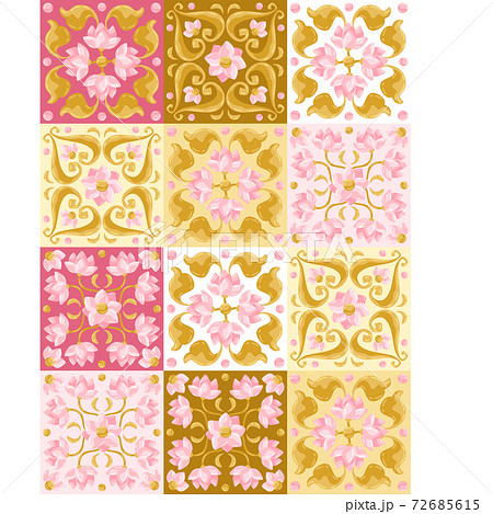 Ceramic tile pattern with lotus. Ceramic tile pattern with lotus. 72685615