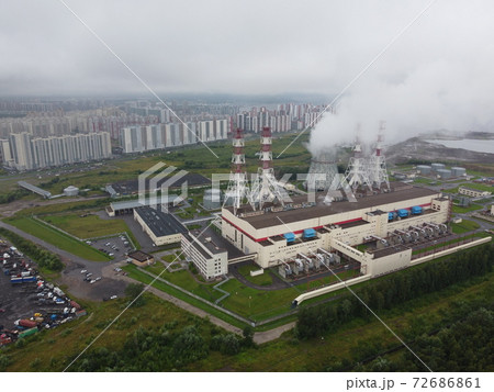 Pipes of the thermal power plant. 72686861