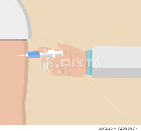 イラスト素材：ワクチン接種　ウイルス　インフルエンザ　コロナウイルス　腕まくり　腕 72686877