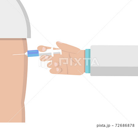 イラスト素材：ワクチン接種　ウイルス　インフルエンザ　コロナウイルス　腕まくり　腕 72686878