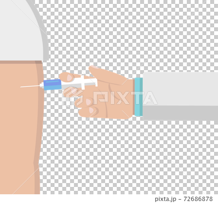 イラスト素材：ワクチン接種　ウイルス　インフルエンザ　コロナウイルス　腕まくり　腕 72686878