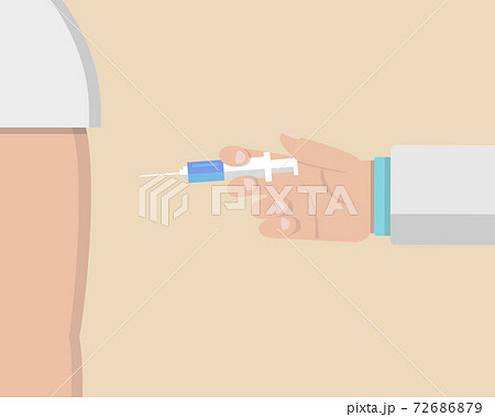 イラスト素材：ワクチン接種　ウイルス　インフルエンザ　コロナウイルス　腕まくり　腕 72686879