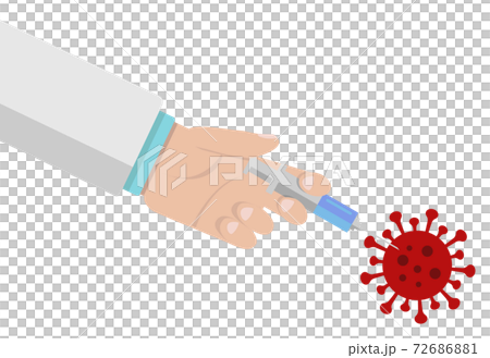 イラスト素材：ワクチン接種　ウイルス　インフルエンザ　コロナウイルス　病原菌 72686881