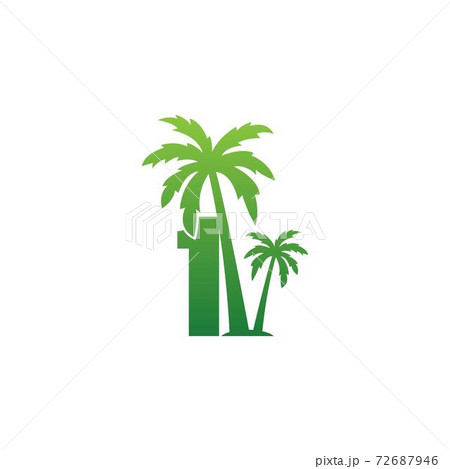 Number 1 logo and coconut tree icon design vector Number 1 logo and coconut tree icon design vector 72687946