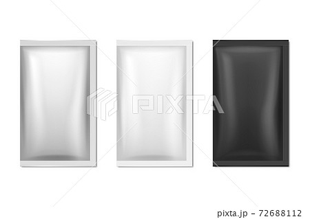 Vector 3d Realistic Foil, White, Black Long Slim Blank Packaging Set Isolated on White. Coffee, Tea, Salt, Sugar, Spices, Sachet or Wet Wipe Wrapper. Design Template, Packing, Mockup. Top View Vector 3d Realistic Foil, White, Black Long Slim Blank Packaging Set Isolated on White. Coffee, Tea, Salt, Sugar, Spices, Sachet or Wet Wipe Wrapper. Design Template, Packing, Mockup. Top View 72688112