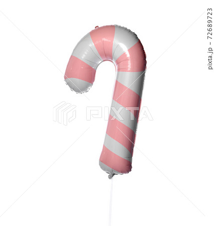 Christmas candy cane balloons isolated on white 72689723