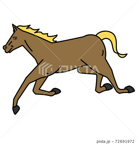 午年にふさわしい跳ねるように走る馬のイラストのイラスト素材