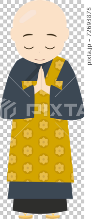 礼をする可愛いお坊さんのイラストのイラスト素材
