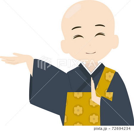 案内する可愛いお坊さんの上半身イラストのイラスト素材 案内する可愛いお坊さんの上半身イラストのイラスト素材