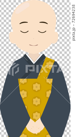 可愛いお坊さんの上半身イラストのイラスト素材