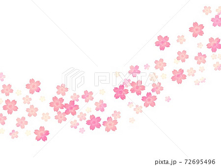 流れるように桜の花が咲く色鉛筆調イラスト No 01のイラスト素材