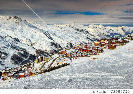 Winter landscape and ski resort in the French Alps,Europe 72696730