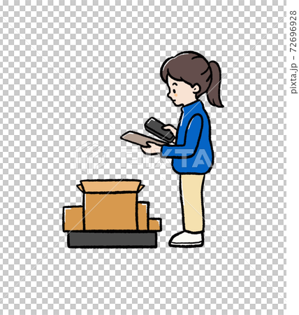 倉庫のピッキング作業員のイラストのイラスト素材