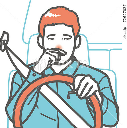 鼻炎の男性 運転 のイラスト素材