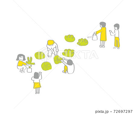 学校生活／シンプルな線画手描きイラスト／レイヤーで服の色変え可能／休み時間の風景 72697297