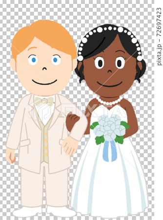 国際結婚 イギリス人とアメリカ人 のイラストのイラスト素材