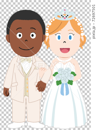 国際結婚 アメリカ人とフランス人 のイラストのイラスト素材