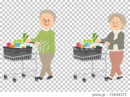 Illustration of seniors shopping 72698372