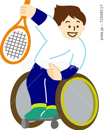 車いすテニスを楽しむ男性のイラスト 1のイラスト素材