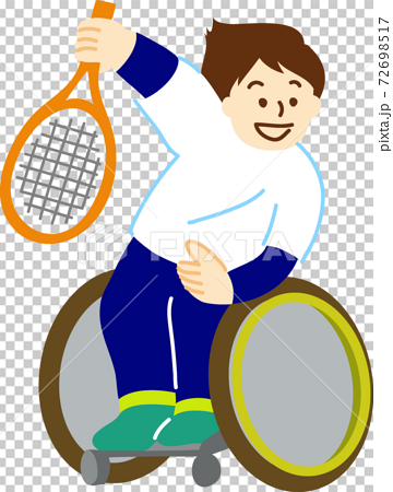 車いすテニスを楽しむ男性のイラスト 1のイラスト素材